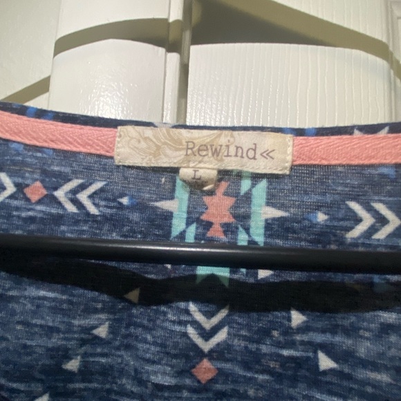 Rewind Dark Blue Aztec Crop Top with Fringe - Picture 3 of 3